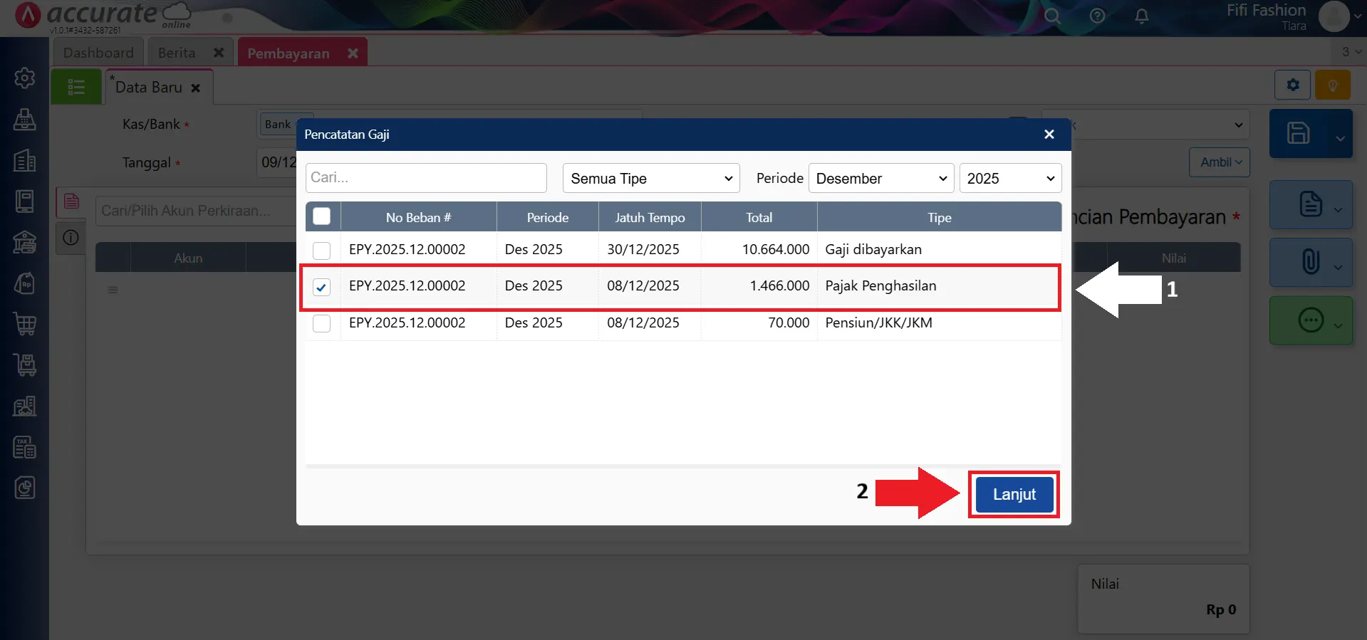 mencatat pembayaran PPh & mengisi NTPN